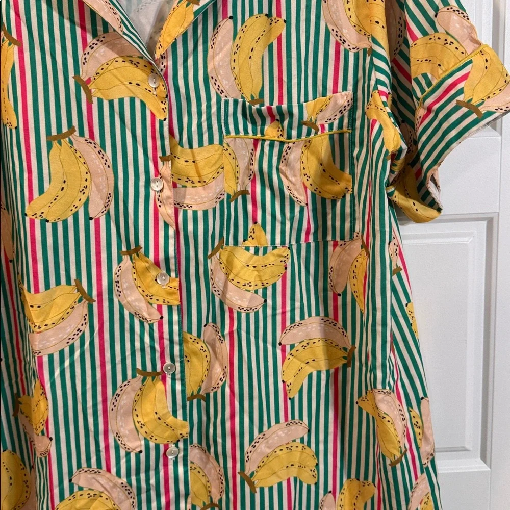 Multicolor Satin Banana Stripe Nightshirt L/XL